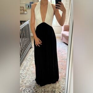 Black and white deep V ASOS gown